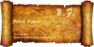 Máté Fabó névjegykártya